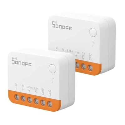 Imagen de SONOFF Mini Interruptor Inteligente Wifi, WiFi Bricolaje de 2 Vías,Control APP, control por voz，Funciona con Alexa, Google Certificación TUV 10A 2400W (MINIR4 2pcs)