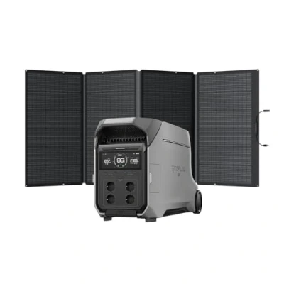 Imagen de Estación eléctrica portátil EF EcoFlow DELTA Pro 3 con panel solar de 400 W, batería LFP 4096 Wh, capacidad extensible hasta 12 kWh, 4000 W potencia salida CA, generador