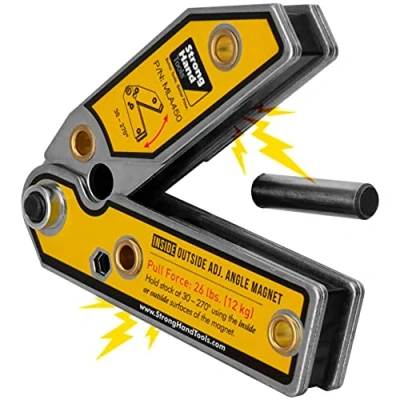 Imagen de Strong Hand Tools Ángulo ajustable cuadrado magnético, ángulo de 30 270, imanes interior/exterior, pin ajuste ángulo, fuerza tracción mag. 26 libras, soldadura, &quot;11.9 cm,