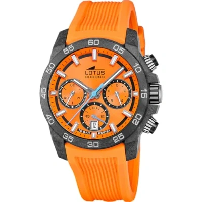 Imagen de LOTUS Reloj Hombre 18974/6 Chrono Caja de Fibra Carbono Negro Correa Caucho Naranja