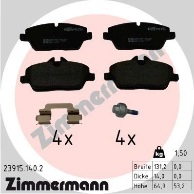 Imagen de ZIMMERMANN 23915.140.2 Juego de pastillas freno BMW: