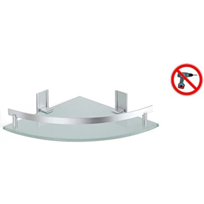 Imagen de MSV Estante DE Rincon Aluminio Y Vidrio TABARCA 25 X CM, Cromado, 25x25x5 cm