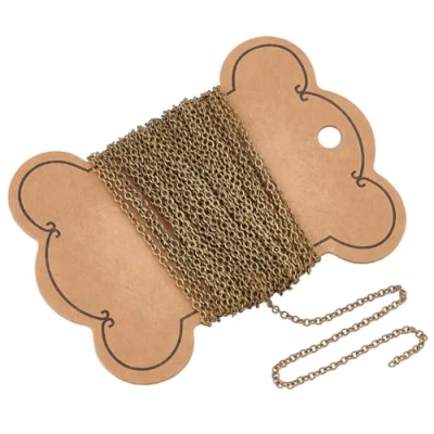 Imagen de PandaHall Elite, Cadena de Cable latón 16 pies, Collares Cruzados Trenzados 2 mm Ancho para Hacer Joyas, Bronce Antiguo