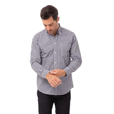 Imagen de Chef Works Camisa de Vestir para Hombre, diseño Cuadros, Color Azul