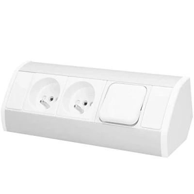 Imagen de ORNO OR GM 9002/W G enchufe de esquina (2 enchufes, interruptor y protección para niños, montaje 45, 3680 W, tipo E, francés)