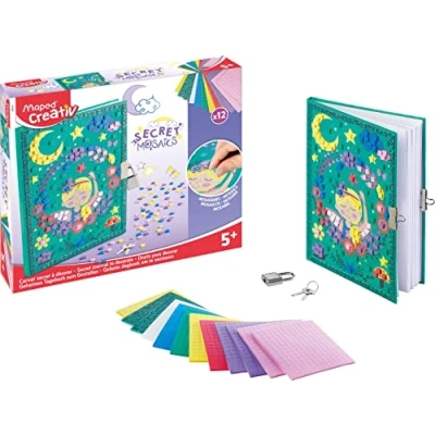 Imagen de Maped CREATIV Juego de manualidades y diseño Secret Mosaics Diario para diseñar con piedras mosaico autoadhesivas.