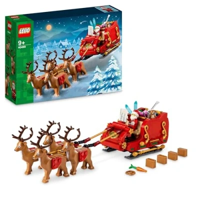 Imagen de LEGO Trineo de Papá Noel Decorativo Navidad para Dormitorio o Salón, Juguete Construcción con Minifigura y Figuras Renos, Regalo Navideño Reyes Niños Niñas 9 Años Más 40499