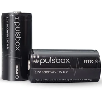 Imagen de pulsbox 18350 18400 batería de ion litio 3,7 V 1600 mAh circuito integrado protección PCB (polo positivo elevado)