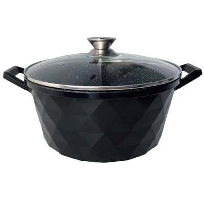 Imagen de Cacerola de 10 L, 32 cm, aluminio fundido, antiadherente, para leche, pasta, verduras, inducción, con tapa cristal, todo tipo fuegos, también inducción