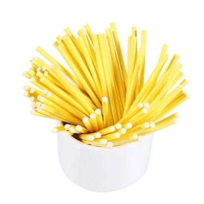 Imagen de Palitos de piruletas: caramelo colores piruletas para hacer piruletas, caramelos, chocolates, 100 piezas(Amarillo)