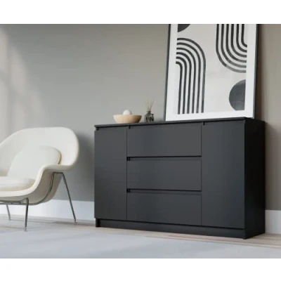 Imagen de Cómoda de 140 cm con 2 Puertas y 3 cajones en Color Negro, x 78 39