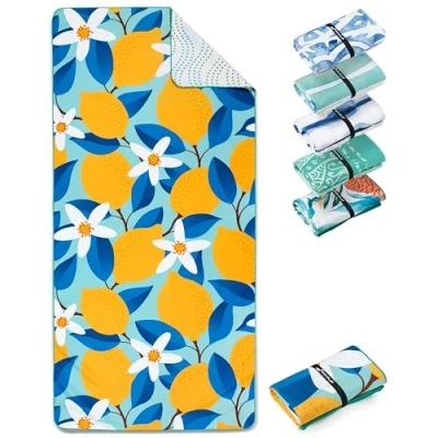 Imagen de Fit Flip Toallas de Playa XXL Toalla Microfibra Grande, Ligera y Secado rápido 100% reciclada Lemon Flowers 200 cm x 90
