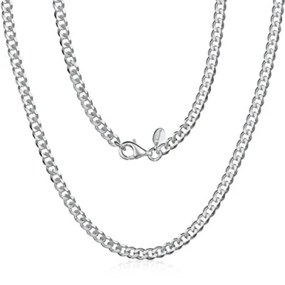 Imagen de Amberta 925 Plata De Ley Esterlina Collar Para Hombre Cadena Frenar 3.7 mm Longitud: 50 cm