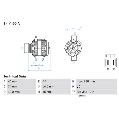Imagen de BOSCH 0 986 080 320 Alternador 14V 90A