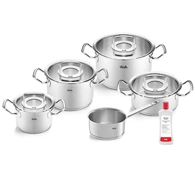 Imagen de Fissler Original Profi Collection/Edelstahl Kochtopfset, 5 teilig, inkl. Glas Deckel + Gratis Edelstahlpflege Induktion