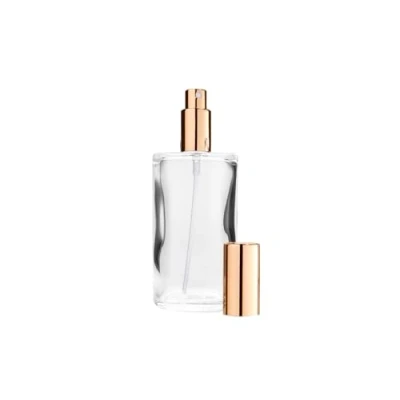 Imagen de Fantasia 46196 Oval Bottle Clear Glass with Spray Pump and Cap for 100 ml Gold