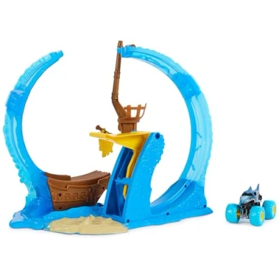 Imagen de Monster Jam, Megalodon Loop of Doom Stunt Playset con Exclusivo camión Monstruo Fundido a Escala 1:64, Juguetes para niños de 3 años en adelante