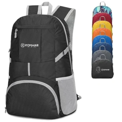 Imagen de ZOMAKE 35L Mochila Plegable Ligera Mochilas de Senderismo Pequeña Para Hombre Mujer Viaje Trekking Deporte(Negro)