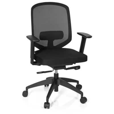 Imagen de hjh OFFICE 810029 Silla de Oficina ergonómica SPINIO Pro Tela Negro, Respaldo Malla con Ajuste Altura, Apoyacabezas y Apoyabrazos Ajustable