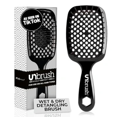 Imagen de FHI HEAT Unbrush Wet &amp; Dry Cepillo desenredante para desenredar el cabello, color negro