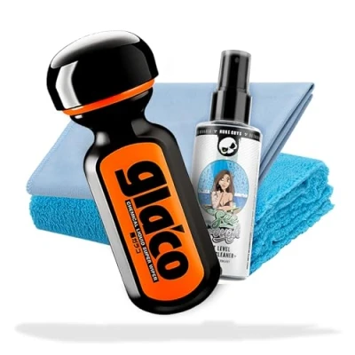 Imagen de detailmate Juego de Sellado Parabrisas para Coche y Ducha Efecto Loto: Soft99 Ultra Glaco Cristal 70ml + 500ml paño Microfibra Vidrio Pulido Esponjoso