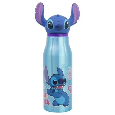 Imagen de Botella de agua infantil aluminio 690 ml con figurita en el tapón Stitch