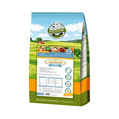 Imagen de Bellfor Wiesen Schmaus Junior Alimento seco prensado en frío con Pollo Sin Cereales para Cachorros, Perros jóvenes y Adolescentes, así como Perras gestantes Lactantes 10 kg