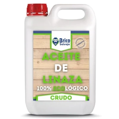 Imagen de BRICOSALVAJE Aceite de Linaza CRUDO para la Madera Ladrillo, Terrazo, Teja Nutrición Ecológico (5 Litros)