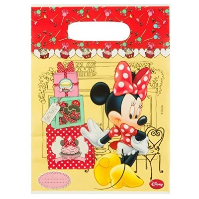 Imagen de Folat Minnie&#039;s Cafe Bolsas de regalo Minnie Mouse 6 piezas, dibujo animado, Color rojo, 2 stück (1er Pack) (Procos 82675P)