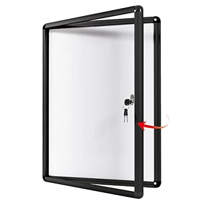 Imagen de Swansea Tablón de anuncios magnético para oficina, marco negro, con puerta bloqueo, 26 x 20 pulgadas (4 A4)