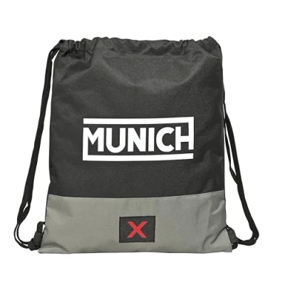 Imagen de MUNICH CAMP NEGRO Mochila Saco Plano Grande, Mochila, Ideal para Niños de Diferentes Edades, Cómoda y Versátil, Calidad Resistencia, 35x40 cm, Color
