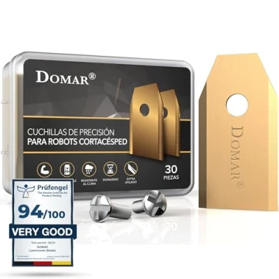 Imagen de Domar Cuchillas de cortacesped duraderas con tornillos incluidos compatibles los robots cortacésped Husqvarna Automower, Gardena, Yard Force 30 cuchilla recambio