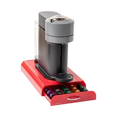 Imagen de Mind Reader &quot;Anchor&quot; Cajón de almacenamiento para 50 cápsulas Nespresso, color rojo