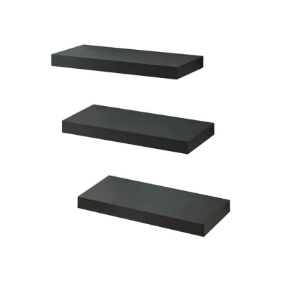 Imagen de [en.casa] Estantería Pared Stranda de 3 Estantes Juego Baldas Flotantes para Sala Baño Cocina Dormitorio Despacho MDF Metal 38x17x4cm Negro