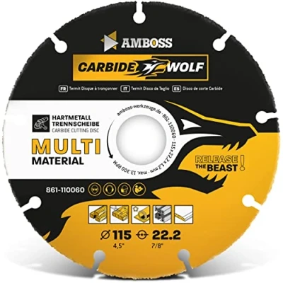 Imagen de Disco de corte carburo tungsteno Ø 115mm diámetro para amoladora angular (Flex,Bosch, etc., madera (con clavos), plástico, yeso, hoja sierra universal, cortador velocidad