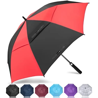 Imagen de ZOMAKE Paraguas Golf Antiviento Automatico 54 Pulgadas,Extra Grande Paragua Resistente con Doble Toldo Venteado Impermeable A Prueba de Viento Palo para Hombre Mujer(Negro/Rojo)