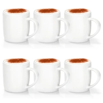 Imagen de com four® 6x tazas de café porcelana taza con diseño moderno para bebidas frías y calientes 330 ml (bulboso blanco cremoso)