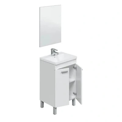Imagen de HOGAR24 ES Mueble de Lavabo con 2 Puertas y Espejo, Color Blanco, Medidas: 50 x 80 40 cm