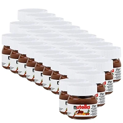 Imagen de Ferrero Nutella Juego de 32 vasos pequeños, 25 g, para untar pan, crema nuga, chocolate