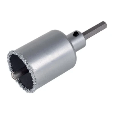 Imagen de wolfcraft Corona de perforación recubierta carburo tungsteno, con adaptador I 3898000 Para instalaciones sanitarias y eléctricas en paredes ladrillo piedra; profundidad corte: 55 mm