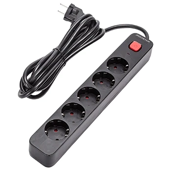 Imagen de Aigostar Regleta Enchufes, Alargador Enchufe de 5 Enchufes con Interruptor, Cable 3 Metros, Negro