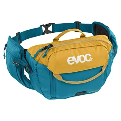 Imagen de EVOC Hip Pack 3l Bag Riñonera Incl. vejiga de hidratación 1,5l (Capacidad 3l, Airflow Contact System, Sistema Venti Flap, hidratación), Amarillo Arcilla/Océano
