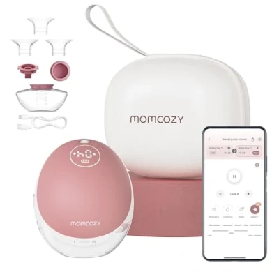 Imagen de Momcozy Sacaleches Manos Libres Mobile Flow M9 Mejorado, Eléctrico y Controlado por App, Múltiples Modos &amp; 15 Niveles, Portátil con Almacenamiento Directo de Leche, 24 mm (1, Rojo)