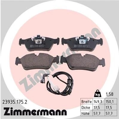 Imagen de ZIMMERMANN 23935.175.2 Juego de pastillas freno con contacto avisador desgaste Foto correspondiente a la entrega BMW: 3 Berlina, 1 Hatchback