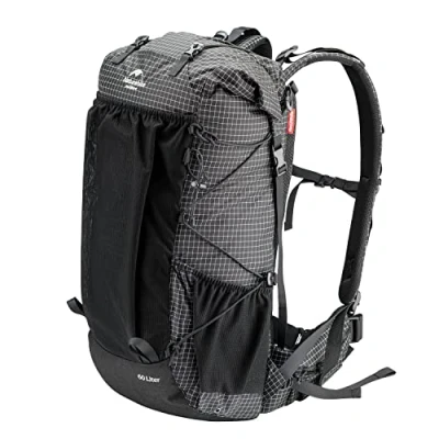 Imagen de Naturehike Rock mochila de senderismo con marco interno 60/40+5L para acampar al aire libre, viajes, mochilero, Negro 60+5l Actualización