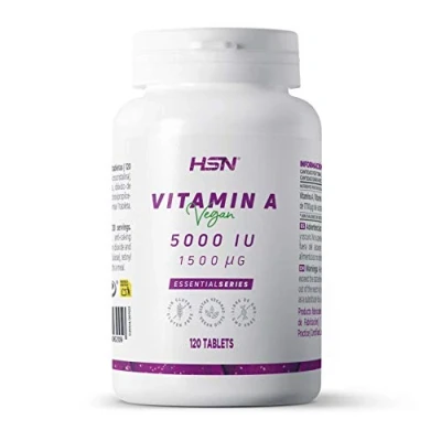 Imagen de Vitamina A 5000 UI de HSN 120 Tabletas 1500 MCG Pura procedente Acetato Retinol Esterificado Máxima Estabilidad No GMO, Vegano, Sin Gluten