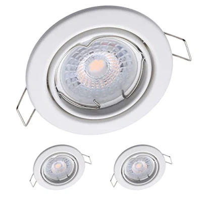 Imagen de Oktaplex Set 3 Focos de Techo Empotrables Giratorios Dijon con Módulo LED 4,8W 4000K 230V 380Lm Blanca Cálida 110 Ojos Buey Color Blanco Ø68