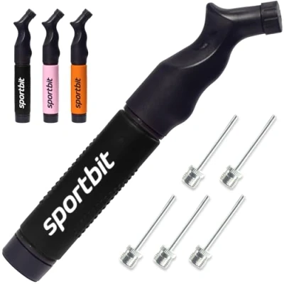 Imagen de SPORTBIT Bomba de Pelota con 5 Agujas Sistema inflado Push &amp; Pull Ideal para Todas Las Pelotas Deportivas Voleibol, Baloncesto, Aire balones fútbol