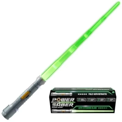 Imagen de POWER SABER Verde Sable Láser para Niños y adultos a Partir de 6 Años Extensible Retráctil Juguete Luminoso Realista Seguro 30cm/Desplegado 89 cm