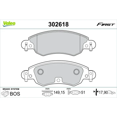 Imagen de VALEO 302618 Juego de pastillas freno Eje delantero excl. contacto avisador desgaste Chapa antichirridos CITROËN: C5 I Hatchback